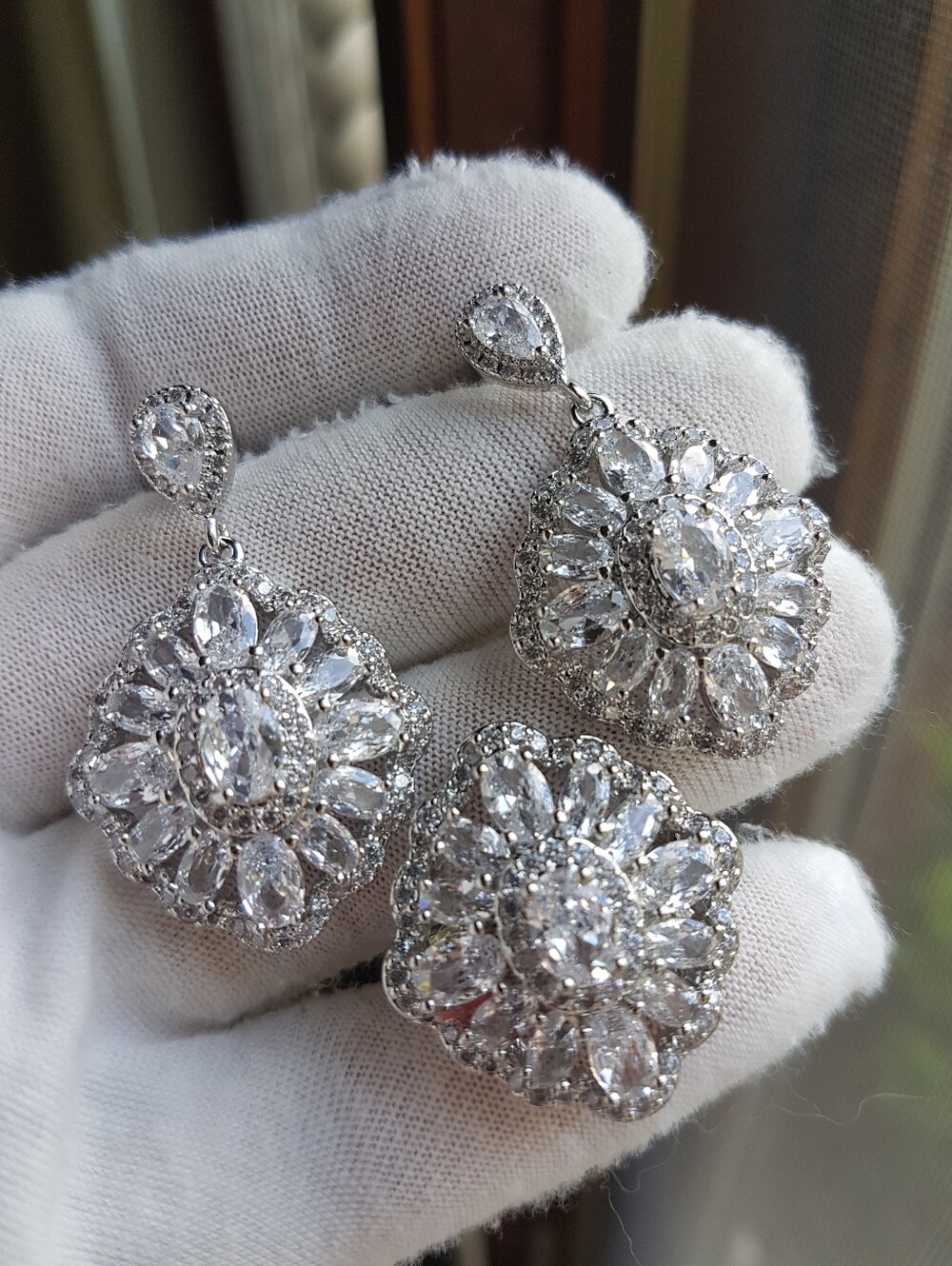 Swarovski Elements 925 Sterling Silver Statement Ring & Earrings SET NEW